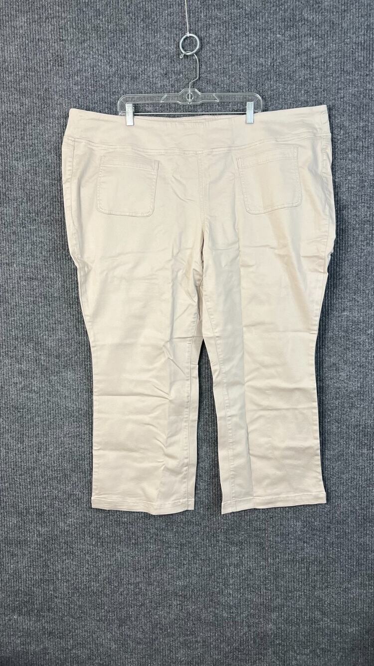 Belle Kim Gravel Jeans Womens Plus 30W Petite Tan Pull On Boot Cut Triple Luxe
